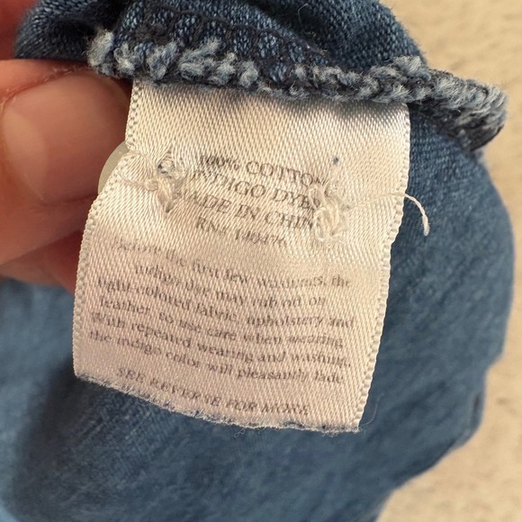 FAHERTY Men L Indigo Dye Chambray Polo Shirt Casual Pocket Short Sleeve - Picture 5 of 6